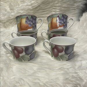 Elegant Fruit Design Porcelain Cups Set